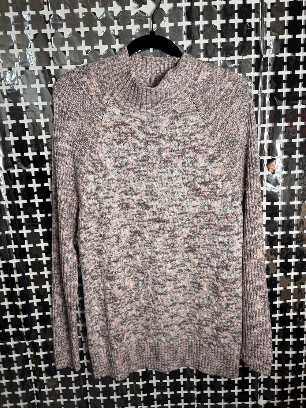 croft & barrow Marled Pink and Gray Turtleneck Sweater